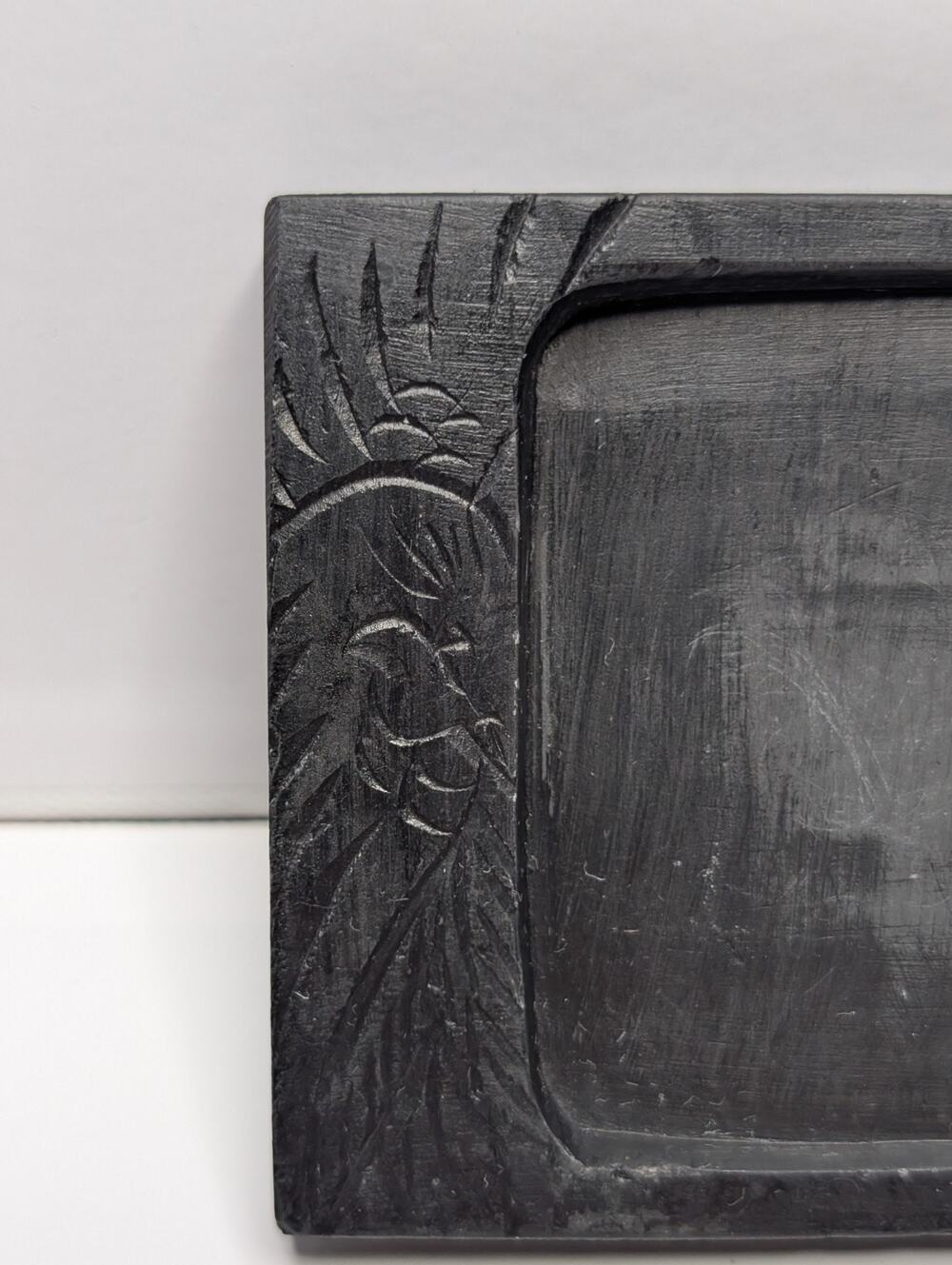 Small Chinese Japanese Ink Stone Suzuri Carved Black Slate Calligraphy Dish